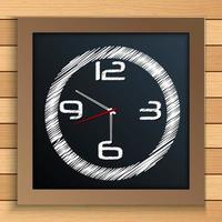 Wall clock written by color chalk on blackboard vector