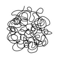 Doodle caos dibujado a mano. forma de garabato abstracto de línea dibujada a mano negra. conjunto de fideos vectoriales elipses, enredos, líneas, círculos. círculo redondo de garabatos grunge. nudo de ovillo de hilo aislado vector