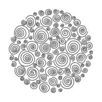 Spiral pattern black. An abstract retro pattern of geometric shapes. A geometric wave of circles background. Vector abstract seamless pattern with a hand-drawn round spiral shape made with a brush.