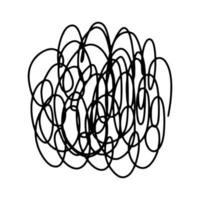 doodle chaos hand drawn. Black hand drawn line abstract scribble shape. Vector doodle set ellipses, tangles, lines, circles. Grunge round scribble circle. Thread clew knot isolated