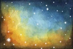 Abstract galaxy painting. Night sky. Watercolor colorful starry space galaxy nebula background.