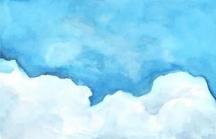 Blue sky with clouds, Watercolor illustration. vector