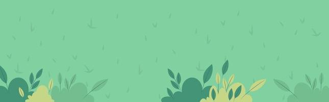 Flat vector illustration lawn grass and bushes. Summer background