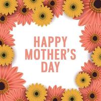 feliz día de la madre una postal para el día de la madre, con marco aislado de flores de gerber sobre fondo blanco vector