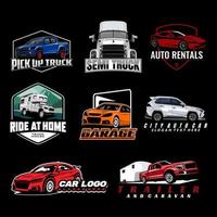 car truck suv trailer caravan logo design vector set