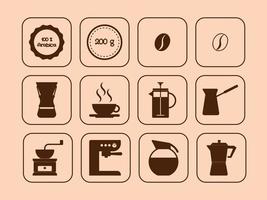 Coffee icons. Ideal for labeling coffee packaging. vector