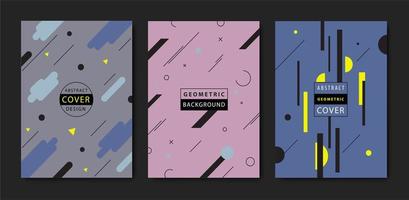 Vector set of covers with flat geometric pattern, abstract shapes. Use for Banners, Placards, Posters, Flyers