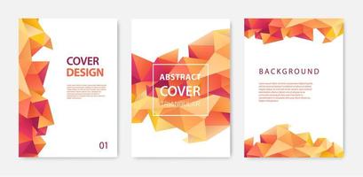 Vector set of triangle polygonal abstract background, facet crystal covers, flyers, brochures. Colorful gradient design.