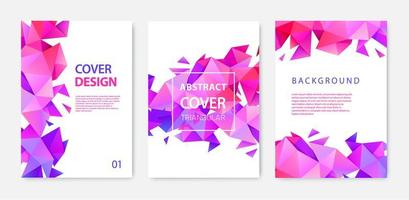 Vector set of triangle polygonal abstract background, facet crystal covers, flyers, brochures. Colorful gradient design.