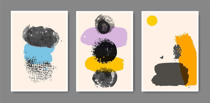 Vector set of creative minimalist hand painted illustrations for wall decoration, postcard, flyers, poster, brochure design.