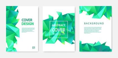 Vector set of triangle polygonal abstract background, facet crystal covers, flyers, brochures. Colorful gradient design.