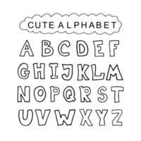 Doodle Hand Drawn Style Outline Colorful Letters Of English Alphabet, Cute Funny Decorative Font, Lettering. Outline vector