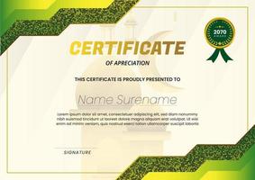 Certificate with Mosque Background and Green Gold Color Suitable for Ramadan Concept Template vector