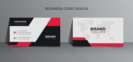 Minimal and clean double sided business card design template in red color vector