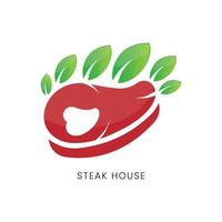Steak with leaf logo vector