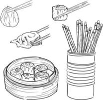 Dumplings hand drawn vector illustration food sketch design-1