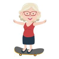 woman riding skateboard cartoon flat vector