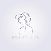 hermosa chica, clínica de cuidado de la belleza simple icono mínimo signo de logotipo, belleza rosa azul mujer vector ilustración diseño