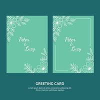 Outline Style Design Flower Leaf Wedding Frame Greeting Invitation Card vector