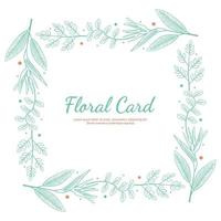 Square Line Art Design Flower Leaf Frame Greeting Invitation Card vector