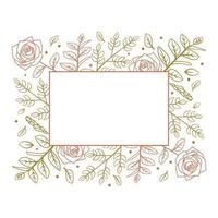 Rectangle Line Art Design Flower Leaf Frame Greeting Invitation Card vector