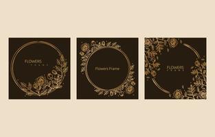 Circle Line Art Design Flower Leaf Frame Greeting Wedding Invitation Card vector