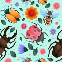 Cartoon Bug and Insect Seamless Pattern vector