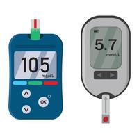 Glucose meter, A device for measuring blood sugar, color vector isolated illustration