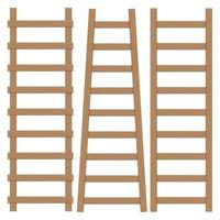 A set of wooden ladders on a white background. Color vector illustration.