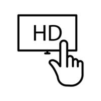 icono táctil y monitor con texto hd. estilo de icono de línea. adecuado para icono de calidad HD. diseño simple editable. vector de plantilla de diseño