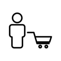 icono de compras. personas con carrito de compras. estilo de icono de línea. adecuado para el icono de compras. diseño simple editable. vector de plantilla de diseño