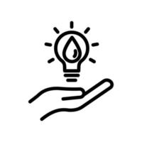 Water energy icon. hand with light bulb and water. line icon style. suitable for renewable energy icon. simple design editable. Design template vector