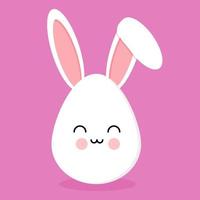 cute Easter bunny egg isolated on purple background Beautiful Kawaii vector illustration for greeting card, poster, sticker.