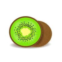 Isolated kiwi on white background with clipping path kiwi fruit sliced and whole, realistic tropical food design ripe juicy tropical fruit exotic tropical dragon fruit for product decoration. Vector