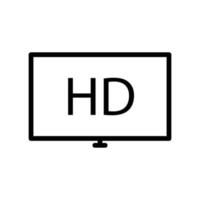 icono de monitor con texto hd. icono de calidad de vídeo. estilo de icono de línea. adecuado para icono de video. diseño simple editable. vector de plantilla de diseño