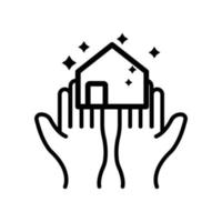 clean home icon. hand with home. line icon style. suitable for cleanliness icon. simple design editable. Design template vector