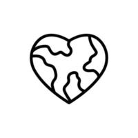 Earth icon with heart . line icon style. suitable for earth day icon. simple design editable. Design template vector
