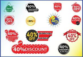 40 percent off new offer logo and icon design template bundle vector