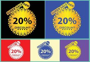 20 percent discount new offer logo and icon design template vector