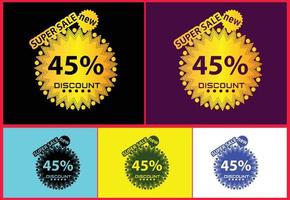 45 percent discount new offer logo and icon design template vector