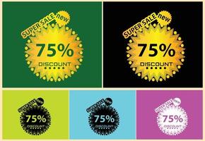 75 percent discount new offer logo and icon design template vector