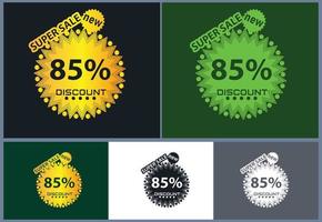 85 percent discount new offer logo and icon design template vector