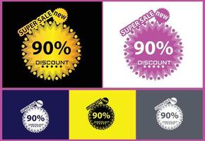 90 percent discount new offer logo and icon design template vector