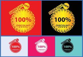 100 percent discount new offer logo and icon design template vector