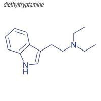 fórmula esquelética vectorial de dietiltriptamina. topo químico de drogas