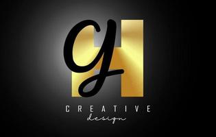 Golden Letters HG Logo with a minimalist design. Letters H and G with geometric and handwritten typography. vector