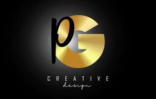 Golden Letters GP Logo with a minimalist design. Letters G and P with geometric and handwritten typography. vector