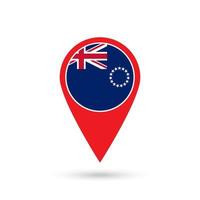 Map pointer with country Cook Islands. Cook Islands flag. Vector illustration.