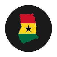 Ghana mapa silueta con bandera sobre fondo negro vector