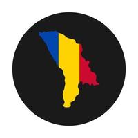 Moldova map silhouette with flag on black background vector